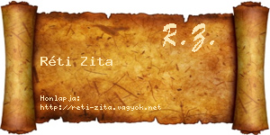 Réti Zita névjegykártya